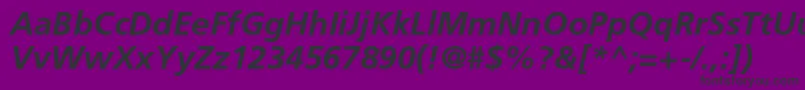 Fonte FrutigerltstdBolditalic – fontes pretas em um fundo violeta
