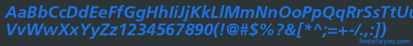 FrutigerltstdBolditalic Font – Blue Fonts on Black Background