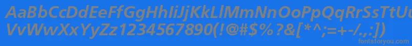 FrutigerltstdBolditalic-Schriftart – Graue Schriften auf blauem Hintergrund