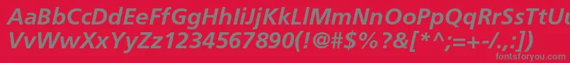 FrutigerltstdBolditalic-Schriftart – Graue Schriften auf rotem Hintergrund