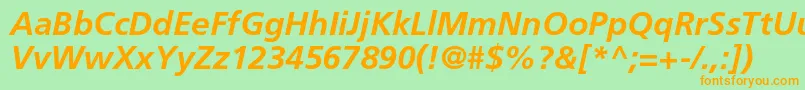 FrutigerltstdBolditalic Font – Orange Fonts on Green Background