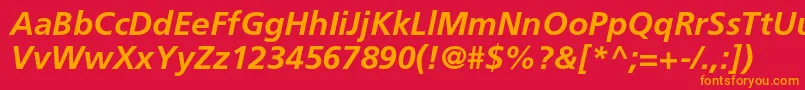 フォントFrutigerltstdBolditalic – 赤い背景にオレンジの文字