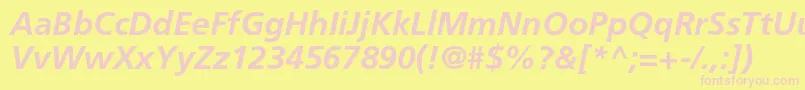 Weitere Informationen zur FrutigerltstdBolditalic-Schriftart FrutigerltstdBolditalic-Schriftart – Rosa Schriften auf gelbem Hintergrund