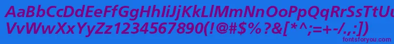 FrutigerltstdBolditalic Font – Purple Fonts on Blue Background