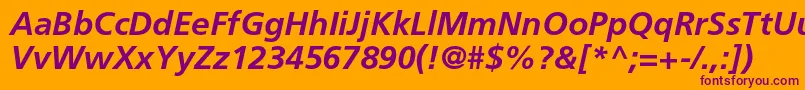 FrutigerltstdBolditalic Font – Purple Fonts on Orange Background