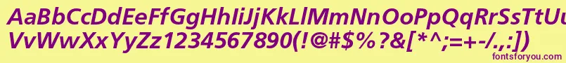 FrutigerltstdBolditalic Font – Purple Fonts on Yellow Background