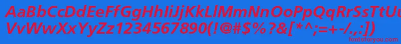 フォントFrutigerltstdBolditalic – 赤い文字の青い背景