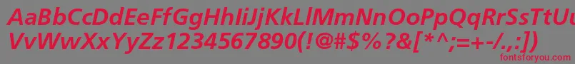 FrutigerltstdBolditalic Font – Red Fonts on Gray Background