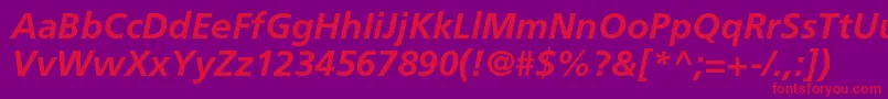 フォントFrutigerltstdBolditalic – 紫の背景に赤い文字