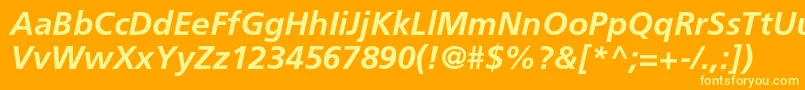 FrutigerltstdBolditalic Font – Yellow Fonts on Orange Background