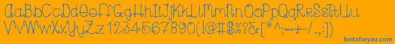 Curlylou Font – Blue Fonts on Orange Background