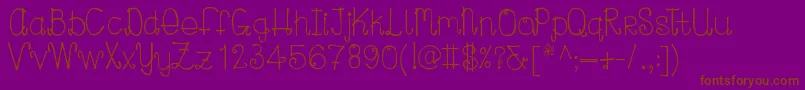 Curlylou-Schriftart – Braune Schriften auf violettem Hintergrund