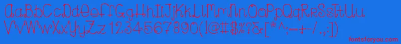 Curlylou Font – Red Fonts on Blue Background