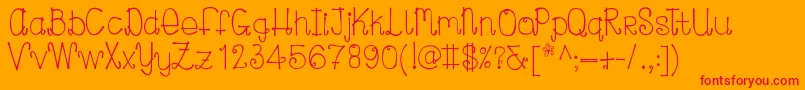 Curlylou Font – Red Fonts on Orange Background