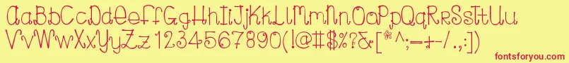 Curlylou Font – Red Fonts on Yellow Background