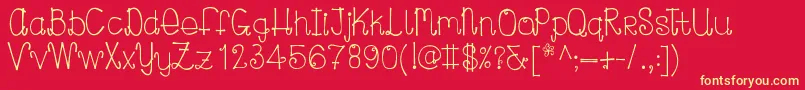 Curlylou Font – Yellow Fonts on Red Background