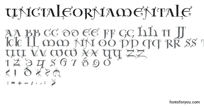 Czcionka Uncialeornamentale – alfabet, cyfry, specjalne znaki