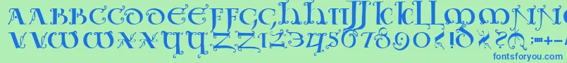 Uncialeornamentale-fontti – siniset fontit vihreällä taustalla