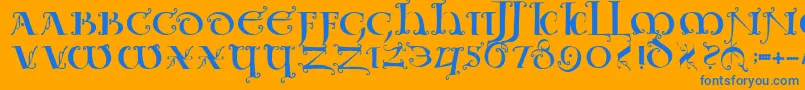Uncialeornamentale Font – Blue Fonts on Orange Background