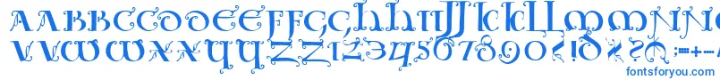 フォントUncialeornamentale – 白い背景に青い文字