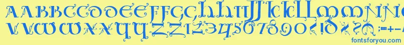 Uncialeornamentale Font – Blue Fonts on Yellow Background