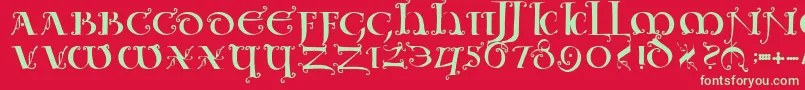 Uncialeornamentale Font – Green Fonts on Red Background