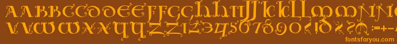 Uncialeornamentale Font – Orange Fonts on Brown Background