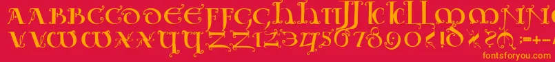 Uncialeornamentale Font – Orange Fonts on Red Background