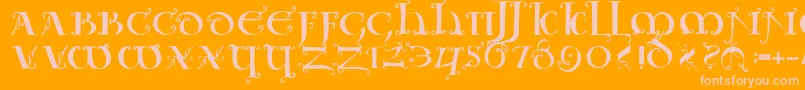 Uncialeornamentale Font – Pink Fonts on Orange Background