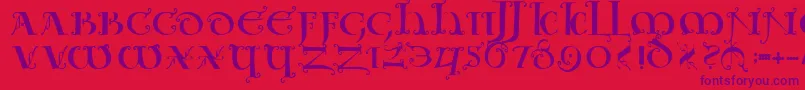 Uncialeornamentale Font – Purple Fonts on Red Background