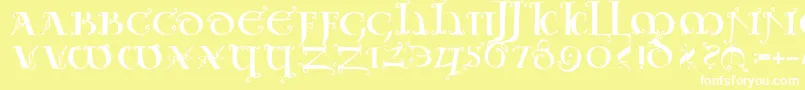 Uncialeornamentale-fontti – valkoiset fontit keltaisella taustalla