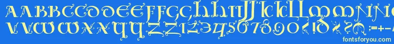 フォントUncialeornamentale – 黄色の文字、青い背景
