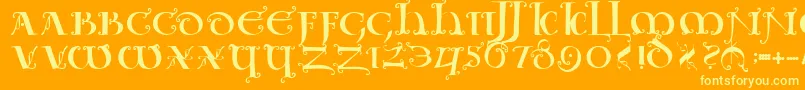 Uncialeornamentale Font – Yellow Fonts on Orange Background