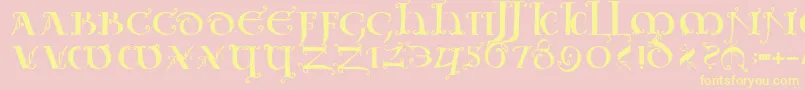 Uncialeornamentale Font – Yellow Fonts on Pink Background