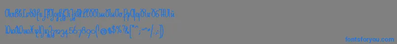 NeueRudelskopfStark-Schriftart – Blaue Schriften auf grauem Hintergrund