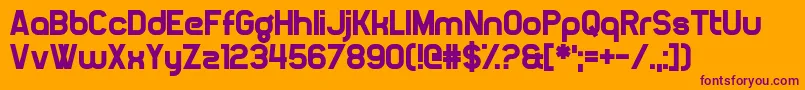 Oganesson-Schriftart – Violette Schriften auf orangefarbenem Hintergrund