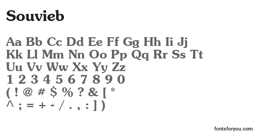 Czcionka Souvieb – alfabet, cyfry, specjalne znaki