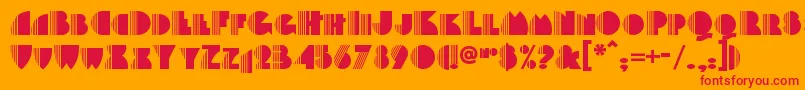 Backstagepassnf-Schriftart – Rote Schriften auf orangefarbenem Hintergrund