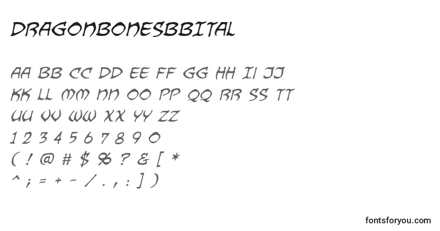 A fonte DragonbonesbbItal – alfabeto, números, caracteres especiais