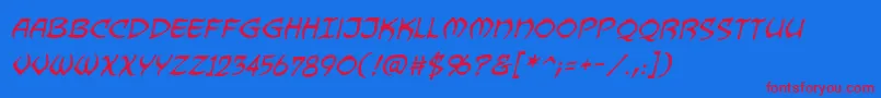 DragonbonesbbItal-Schriftart – Rote Schriften auf blauem Hintergrund