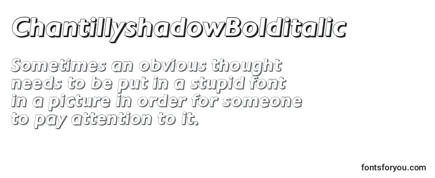 Review of the ChantillyshadowBolditalic Font