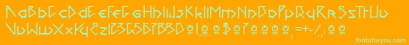 1001headFont-Schriftart – Grüne Schriften auf orangefarbenem Hintergrund