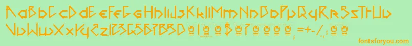 1001headFont-Schriftart – Orangefarbene Schriften auf grünem Hintergrund