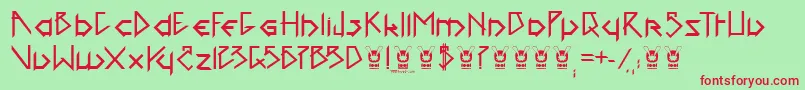 1001headFont Font – Red Fonts on Green Background