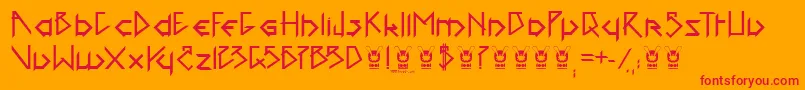 1001headFont-Schriftart – Rote Schriften auf orangefarbenem Hintergrund