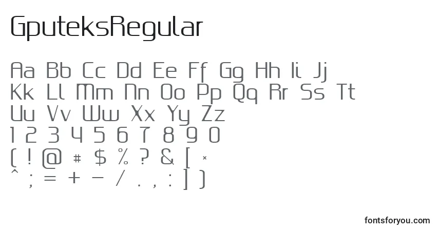 Czcionka GputeksRegular – alfabet, cyfry, specjalne znaki