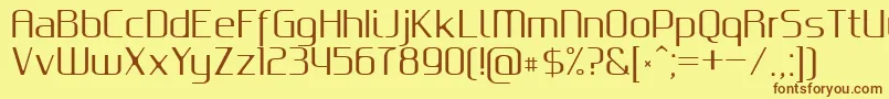 フォントGputeksRegular – 茶色の文字が黄色の背景にあります。