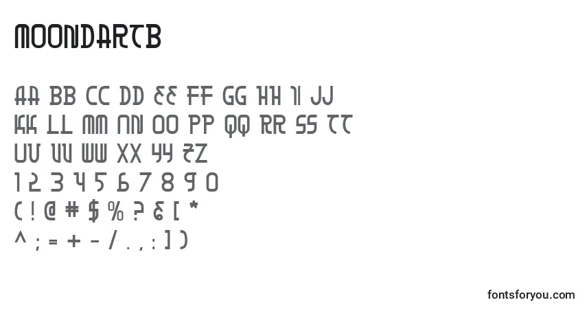 A fonte Moondartb – alfabeto, números, caracteres especiais