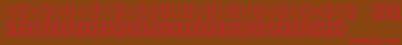 フォントKrAllHeart – 赤い文字が茶色の背景にあります。