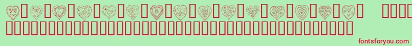 フォントKrAllHeart – 赤い文字の緑の背景